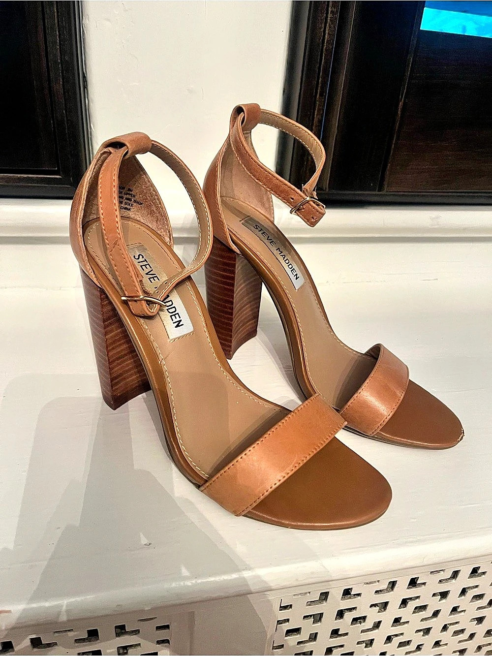 Steve Madden Brown Ankle Strap Block Heel Sandals